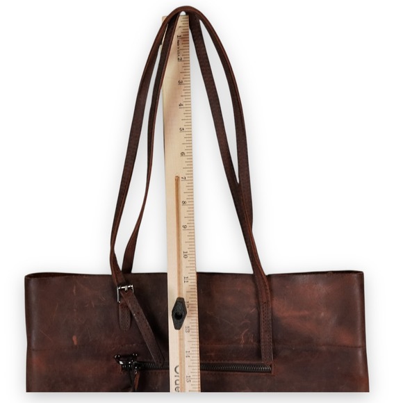 Jack & Chris Vintage Leather Tote Bag Brown Distressed Harness 15x15x5 - Picture 12 of 16